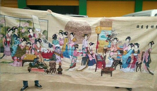 Cross-stitch living room new classical characters big painting Qin, chess, calligraphy and painting hand embroidery thread finished dream Red House 3 5 meters