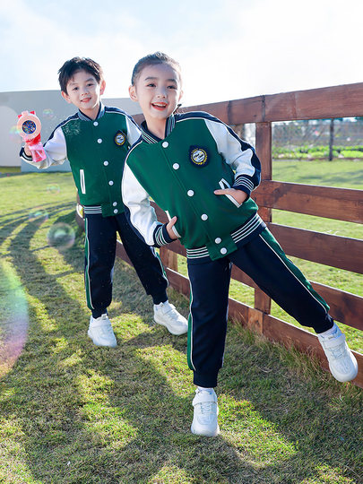 新款幼儿园园服棒球服校服套装中小学生儿童班服春秋装夏季三件套