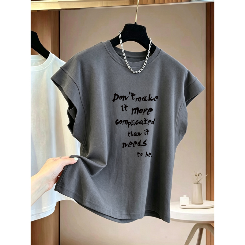 Korean Style Unique Design Flutter Sleeve T-Shirt for Women, Short Sleeve, Summer, Super Popular, Loose Fit, Sleeveless Top, Drop Shoulder Sleeve Shirt