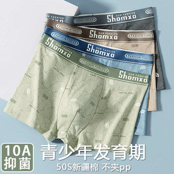 Men's Pure Cotton Underwear for Teenagers in the Developmental Period, Students, High School Students, Boys, Breathable Cotton Boxer Briefs