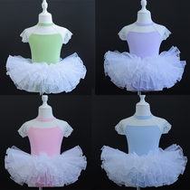 Childrens dance clothing girls practice clothing girls summer short-sleeved tutu skirt body examination Chinese dance dance clothing