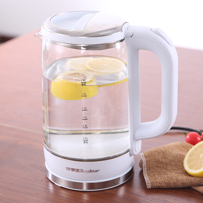 Rongshida electric kettle kettle household automatic power-off transparent high borosilicate glass quick-cooking kettle health kettle