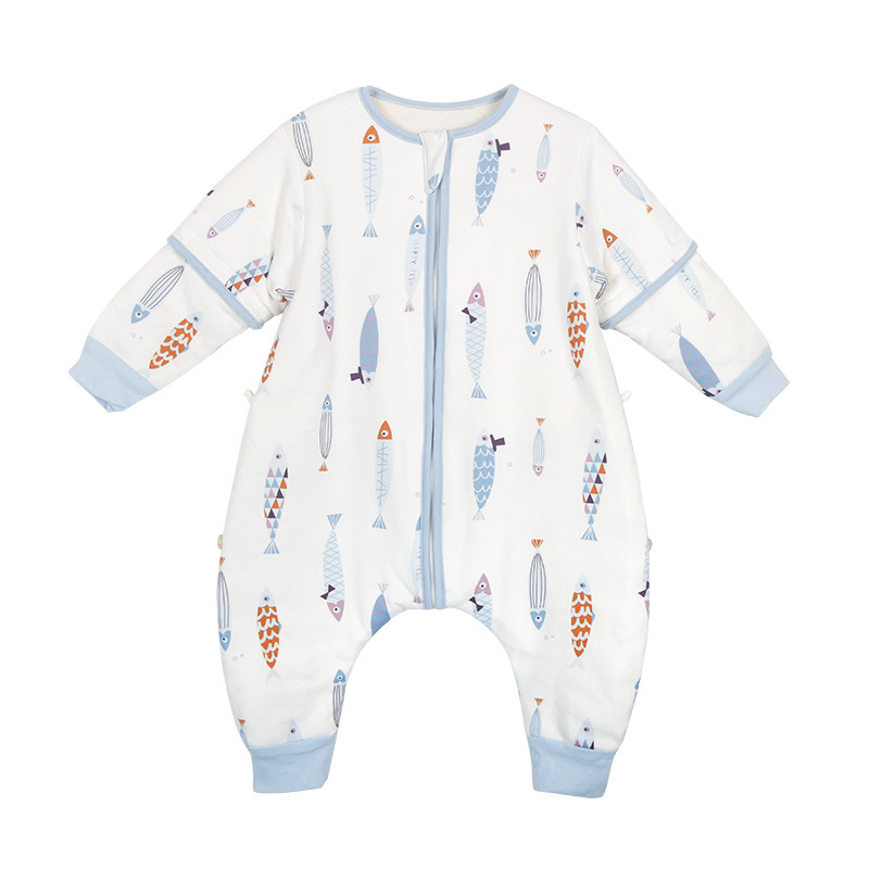 初生婴儿睡袋纯棉宝宝新生儿防踢被神器分腿睡袋秋冬加棉四季通用