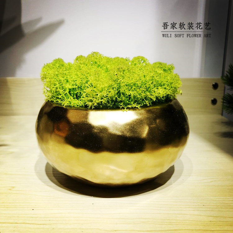 Modern new Chinese high-end metal floral imraw moss floral villa-like room with tea table surface floral swing piece