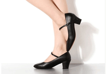 Black character dance shoes ethnic dance square dance shoes Xinjiang dance shoes high-end full leather outdoor shoes with heels