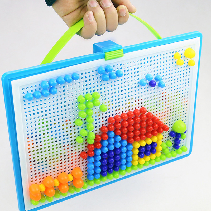 Children's mushroom nail big particle boy educational toy Kindergarten baby variety creative puzzle combination pumping board