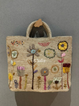 (Flowers and Grasses) Purely hand-woven raffia bags