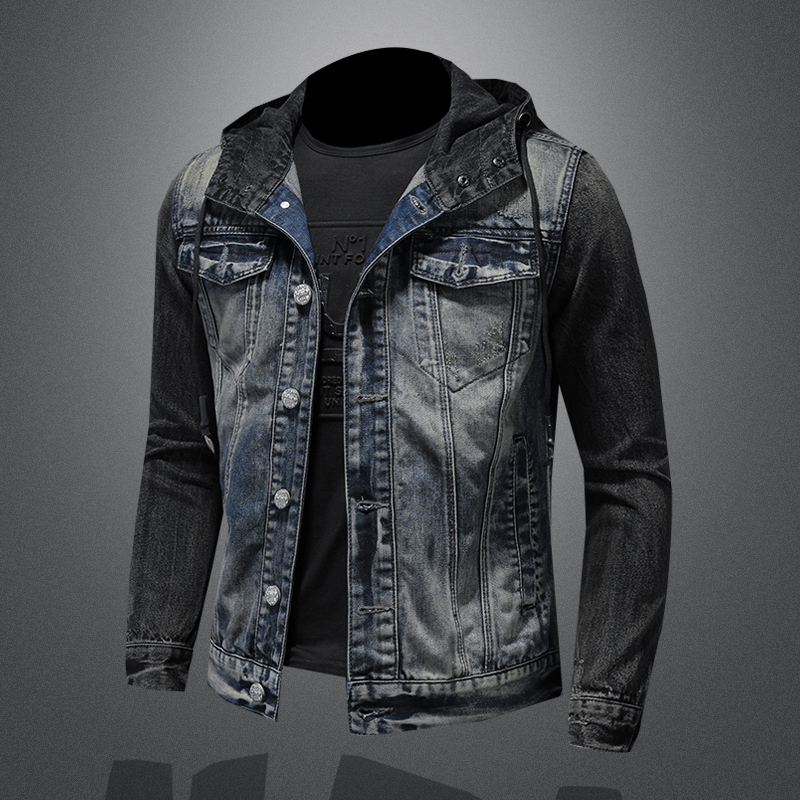Marvel Venom European and American Style Denim Jacket for Men with Hood, 2024 Autumn New Slim Fit Biker Jacket Trendy Top