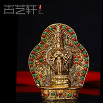 Guyi Xuan old pure Tibetan silver handmade inlaid gemstone thousand hands Guanyin Buddha brand pendant tantric Tibetan Buddha
