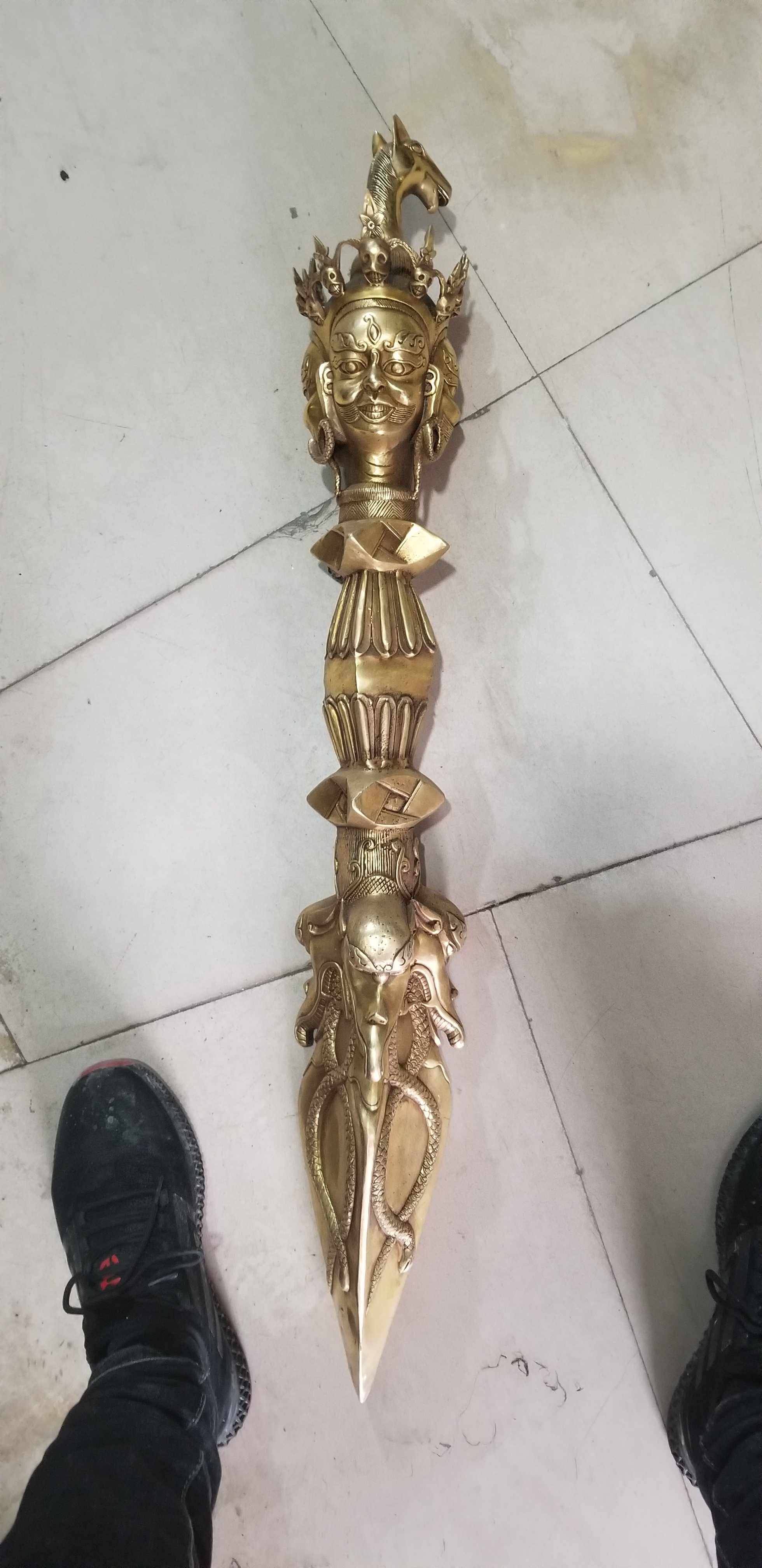 Large one meter gold pestle