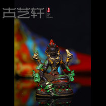 Nepal craft brass painted with gems four-arm Guanyin bronze statue home dedicated to Buddha statue ornaments Tantric Tibetan Buddha