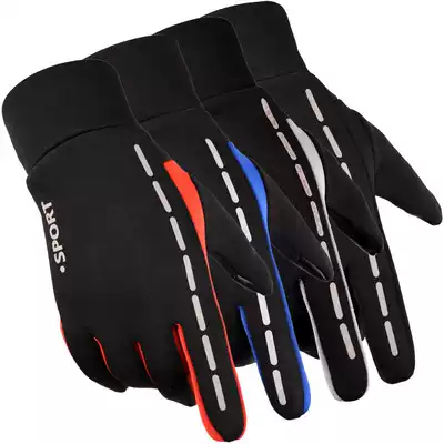 Autumn and winter waterproof and windproof full-finger reflective outdoor riding gloves for men and women warm plus velvet touch screen thickening bicycle