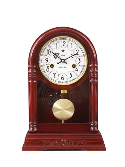 北极星复古机械座钟中堂客厅桌面台钟茶几报时钟表老式台式摆木钟