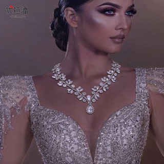 Ulapan super flash rhinestone luxurious handmade bridal necklace