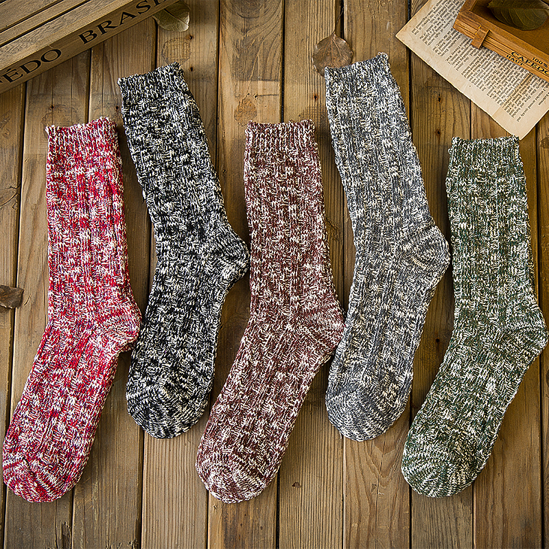 Autumn and Winter Thick Wool Socks for Men, Trendy Long Socks for Women, Pure Cotton High-Top Japanese Retro Thick Knit Slouch Socks for Men