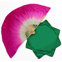 Настоящая шелковая роза красный вентилятор+зеленый зеленый повороты, симпатичная танцевальная рифма с орхидей