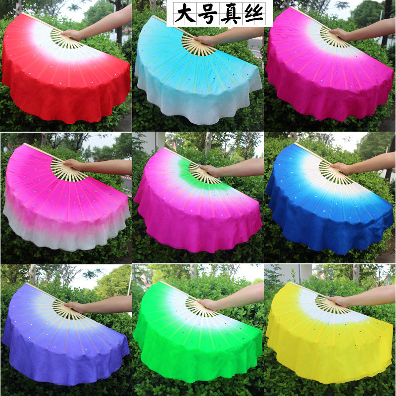 Real Genuine Silk Dance Fan Gum State Shoots Song Fan One-Foot-Two-Foot-Layer Ethnic Dance Fan Dance Fan Dancing Fan