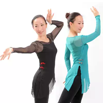 Classical dance gauze gymnastics body gauze practice clothes female adult top 2017 new Xinjiang ethnic minorities