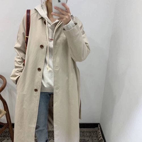 Осенний плащ, длинная осенняя хаки куртка, 2021 года, средней длины, городской стиль, яркий броский стиль, изысканный стиль, в британском стиле