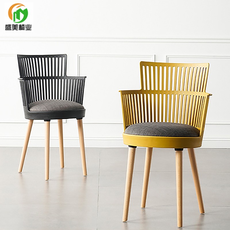 Spot dining chair Roman chair backrest quality PP Nordic high back casual chair 4 feet solid wood office negotiate reception chair