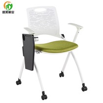 Multifunctional white green student chair Staff folding training chair Simple conference chair with writing board recordable chair