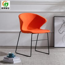 Italian cafe reception chair Orange flannel chair Nordic simple metal dining chair Coffee chair Household wrought iron chair