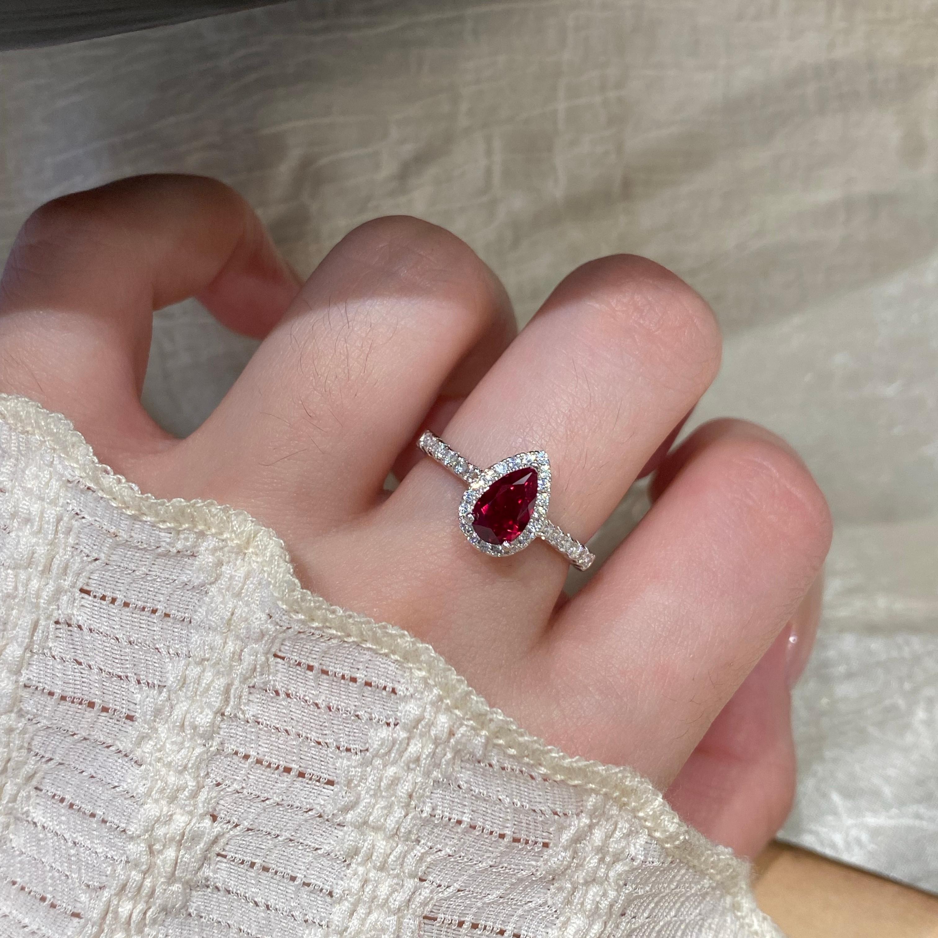 1.2 carat bred pigeon blood red ring for women
