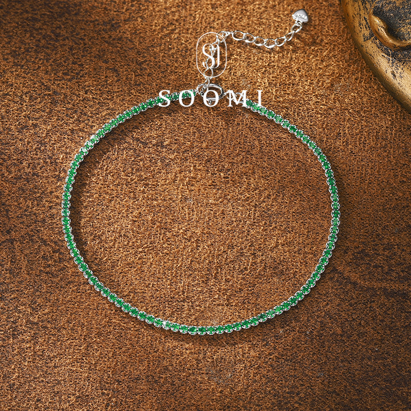 【New Product】925 Silver Emerald Green Bracelet Green Gemstone ins Style Delicate Couple Gift Bracelet 【New Product】925 Silver Emerald Green Bracelet Green Gemstone ins Style Delicate Couple Gift Bracelet