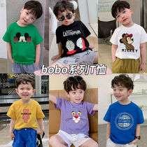 Cartoon T-Shirt Boy Spring Clothing Handsome in 2021 Spring Yangqi blouses Tide Baby Pure Cotton Short Sleeves