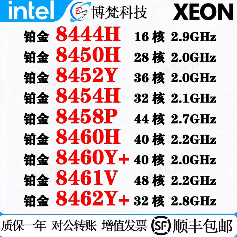 Xeon 8444H 8450H 8452Y 8454H 8458P 8460H 8460Y+ 8461V 8462Y+