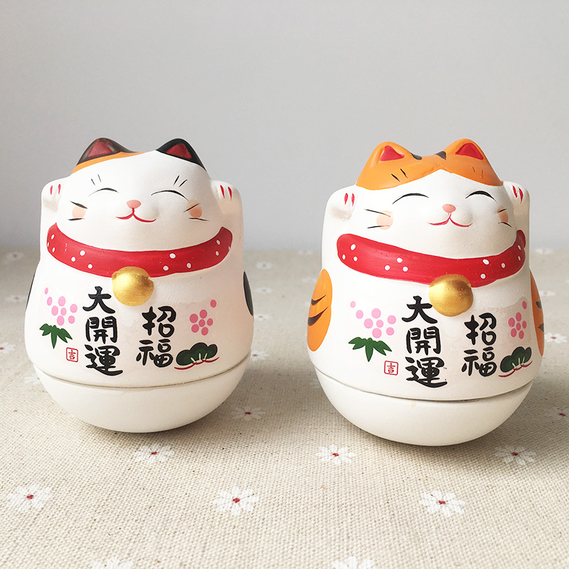 Cute lucky cat tumbler Creative desktop decoration Living room jewelry Boyfriend and girlfriend friends and classmates birthday gifts