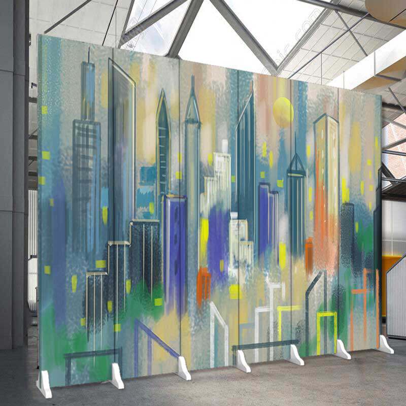 European-style small screen partition living room mobile folding screen decoration simple fashion small apartment double-sided folding fabric style