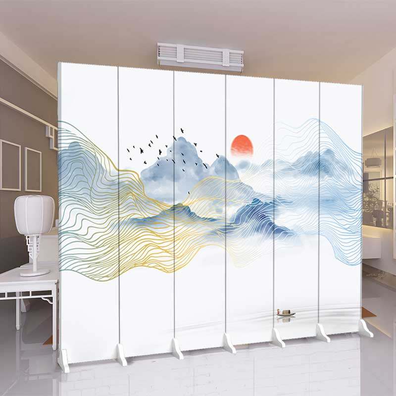 New Chinese style modern simple artistic conception landscape home living room bedroom shielding screen removable double-sided fabric folding
