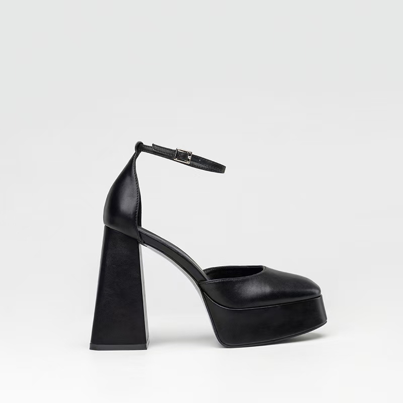 Zava Lhzr Waterproof Platform 12cm High Heels Women's New French Style Chunky Heel Height-Increasing Closed-Toe Sandals for Petite Women