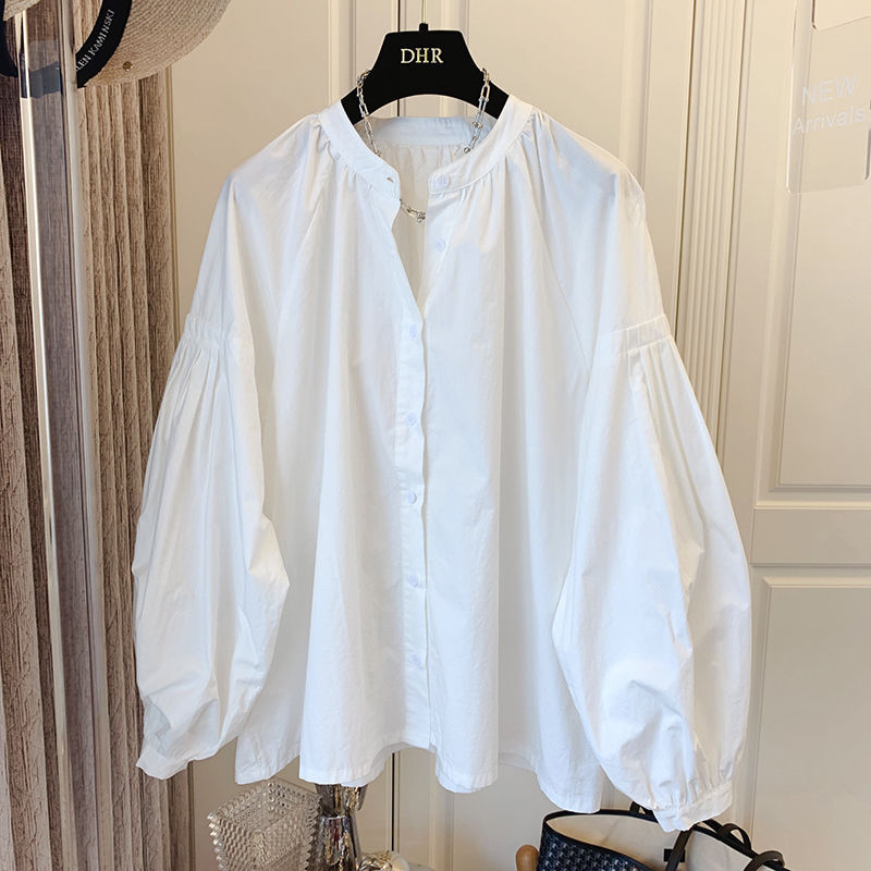 Clearance Bargain~ Designer Brand Withdrawn from Store, Spring/Autumn Pleated Puff Sleeve Loose Shirt Doll Blouse for Women