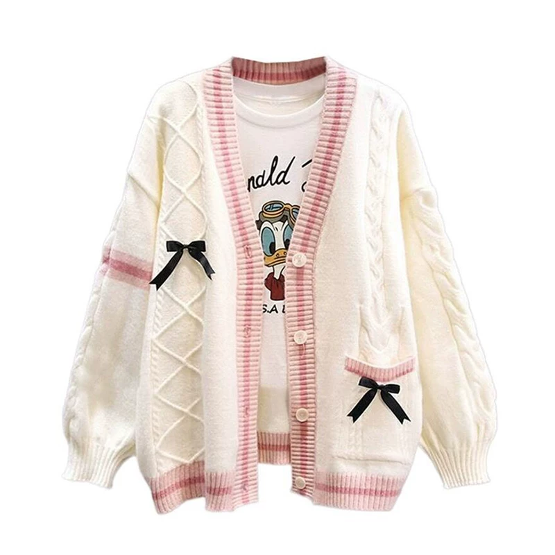 Свитер весны с бантом, куртка, кардиган дизайна,Oversize, тренд сезона