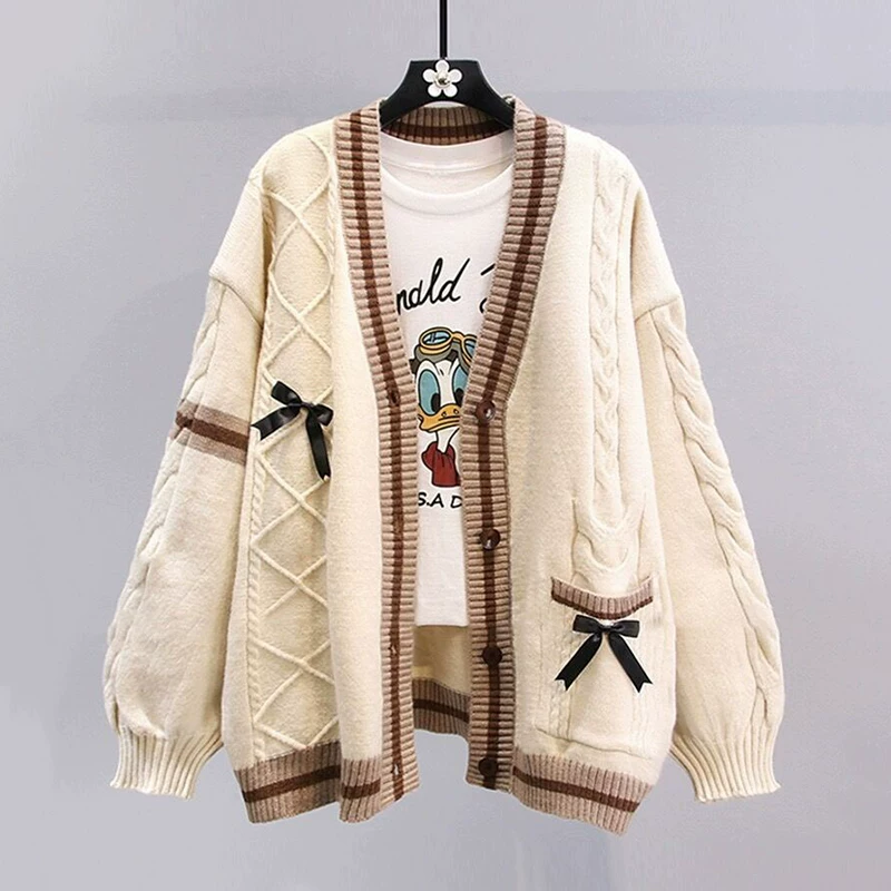 Свитер весны с бантом, куртка, кардиган дизайна,Oversize, тренд сезона