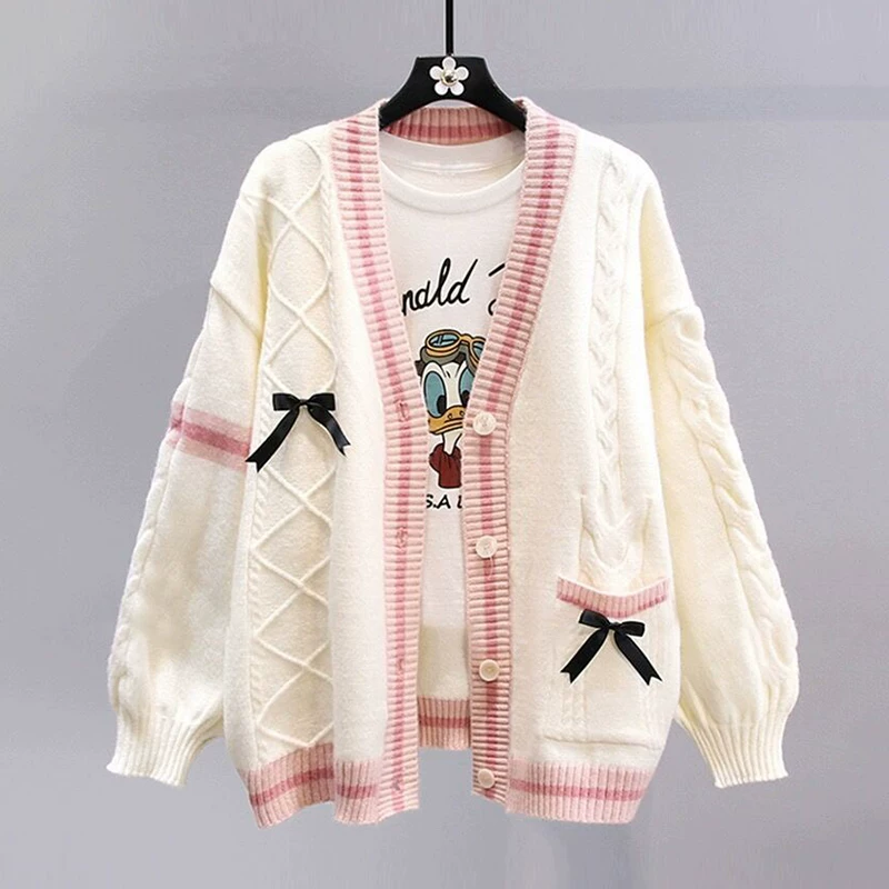 Свитер весны с бантом, куртка, кардиган дизайна,Oversize, тренд сезона