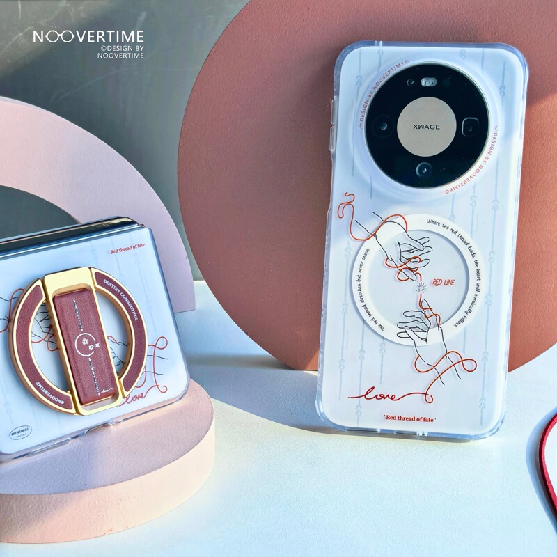 Noovertime Original "Red Line" Frosted Acrylic Double-Layer Imd Creative Simple Ins-Style Fresh Fashion Korean-Style Iphone17P Huawei Pxmax Phone Case