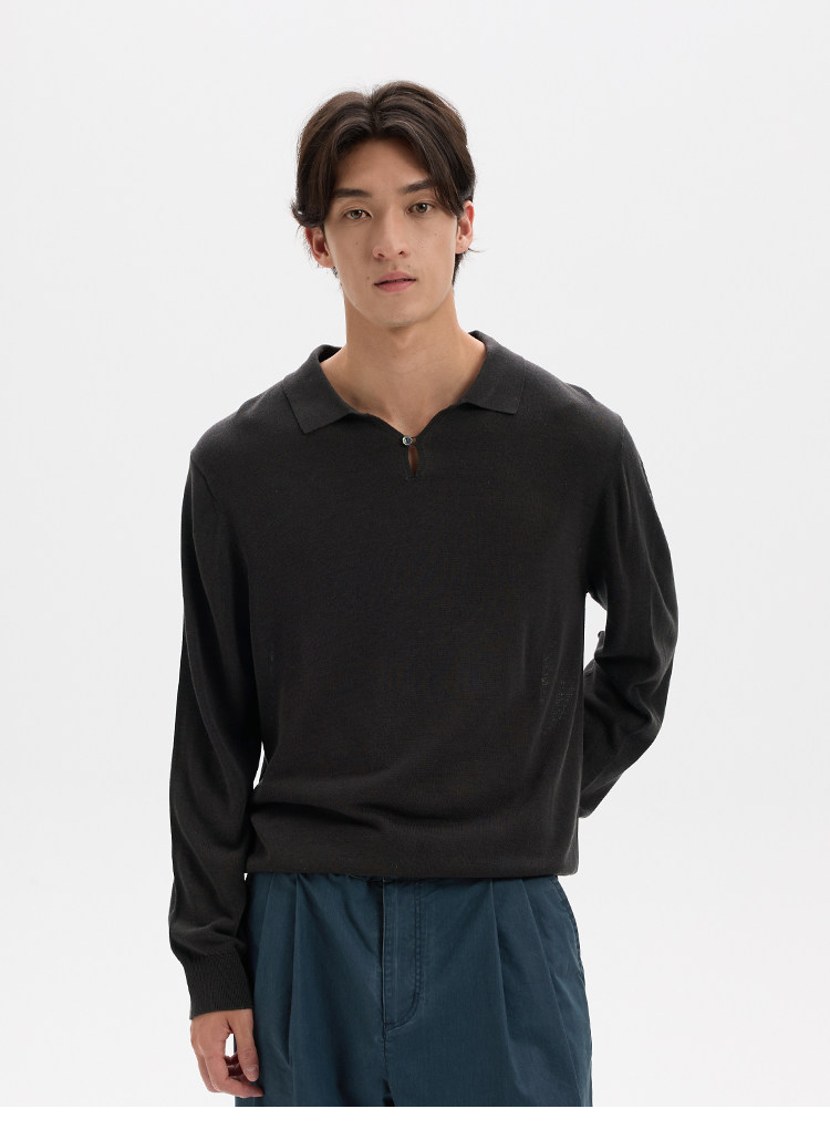BUTTBILL Half-Button Lapel Knit Polo