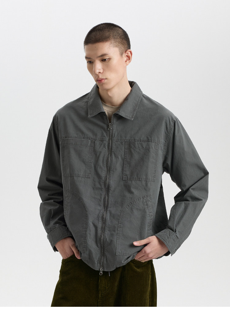 BUTTBILL Washed Shirt Jacket