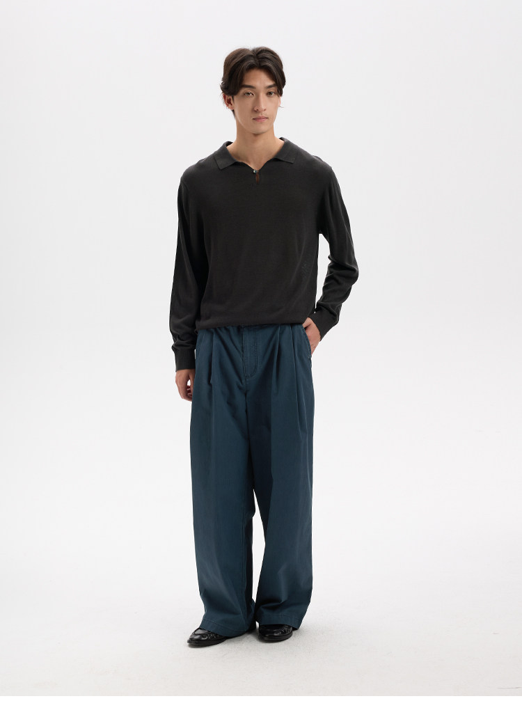 BUTTBILL Half-Button Lapel Knit Polo