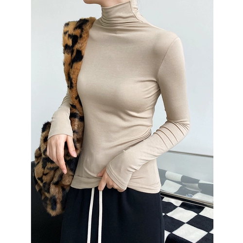 Приятный телу осенний лонгслив, высокий воротник, коллекция 2022, в западном стиле