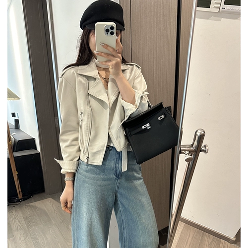 Осенняя короткая полиуретановая куртка для отдыха, европейский стиль, в корейском стиле