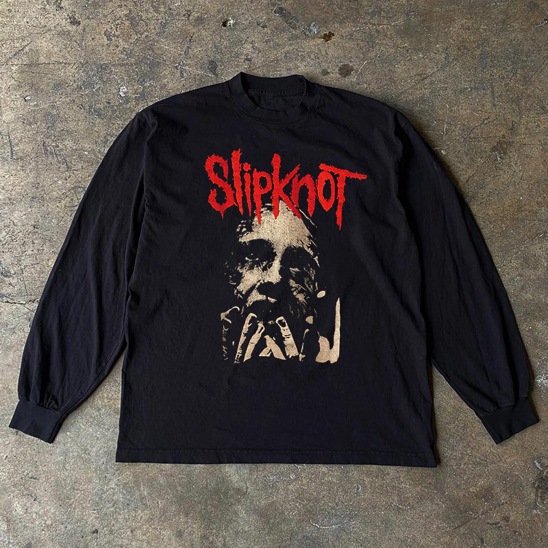 Xiao Chen Has Many Stories, 300g Heavyweight Pure Cotton! Slipknot Heavy Metal Rock Dark Long-Sleeve Shirt