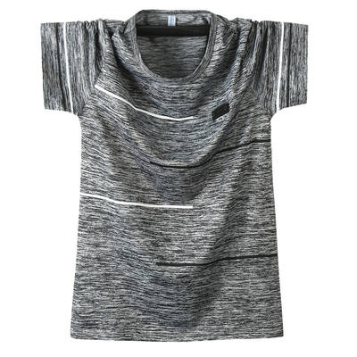Men's ice silk short-sleeved T-shirt, thin summer loose round-neck quick-drying sporty casual plus-size sporty top, simple and elegant