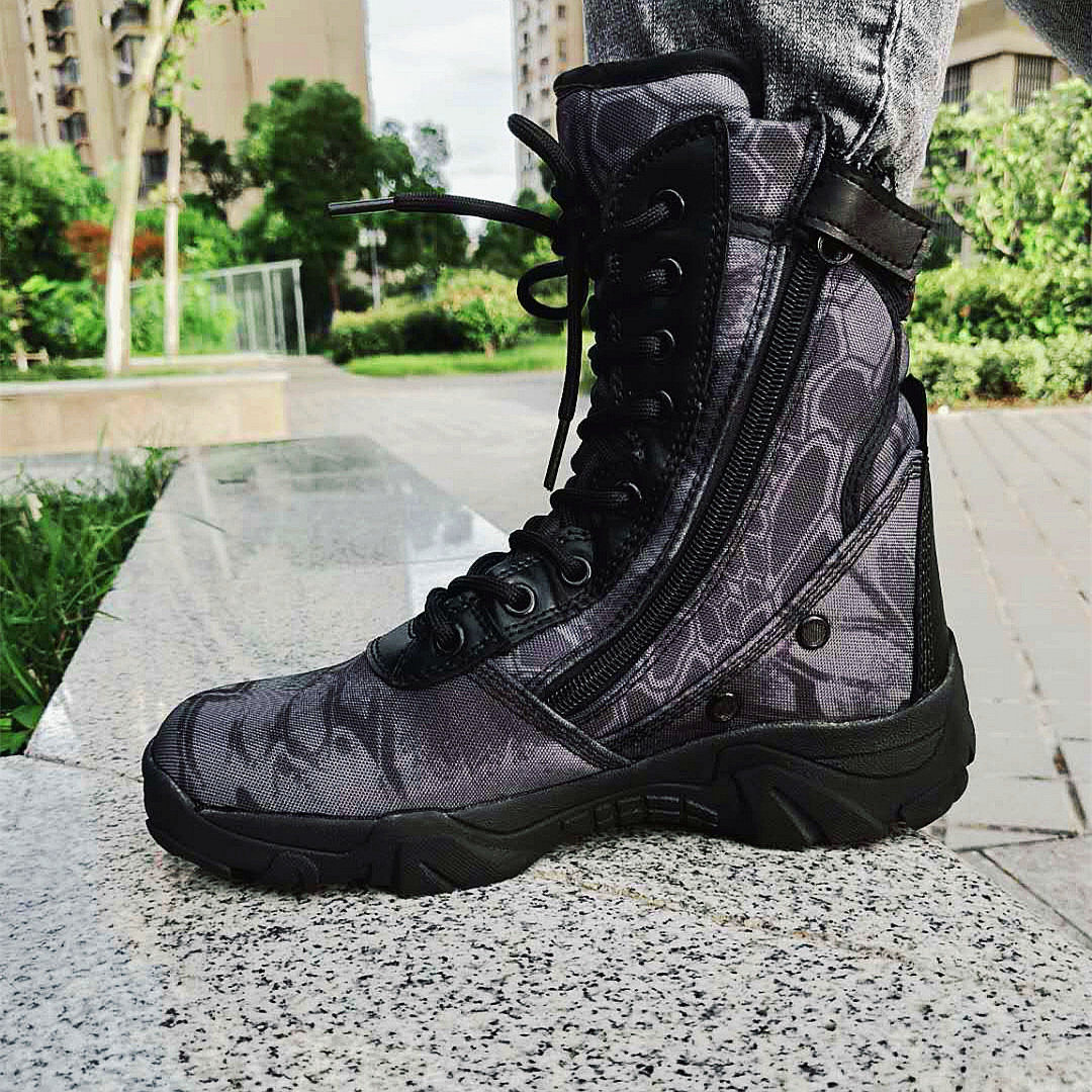 Outdoor reckless boots men's high-barreled special forces summer shock-absorbing combat boots python pattern waterproof tactical boots ultra-light breathable shoes
