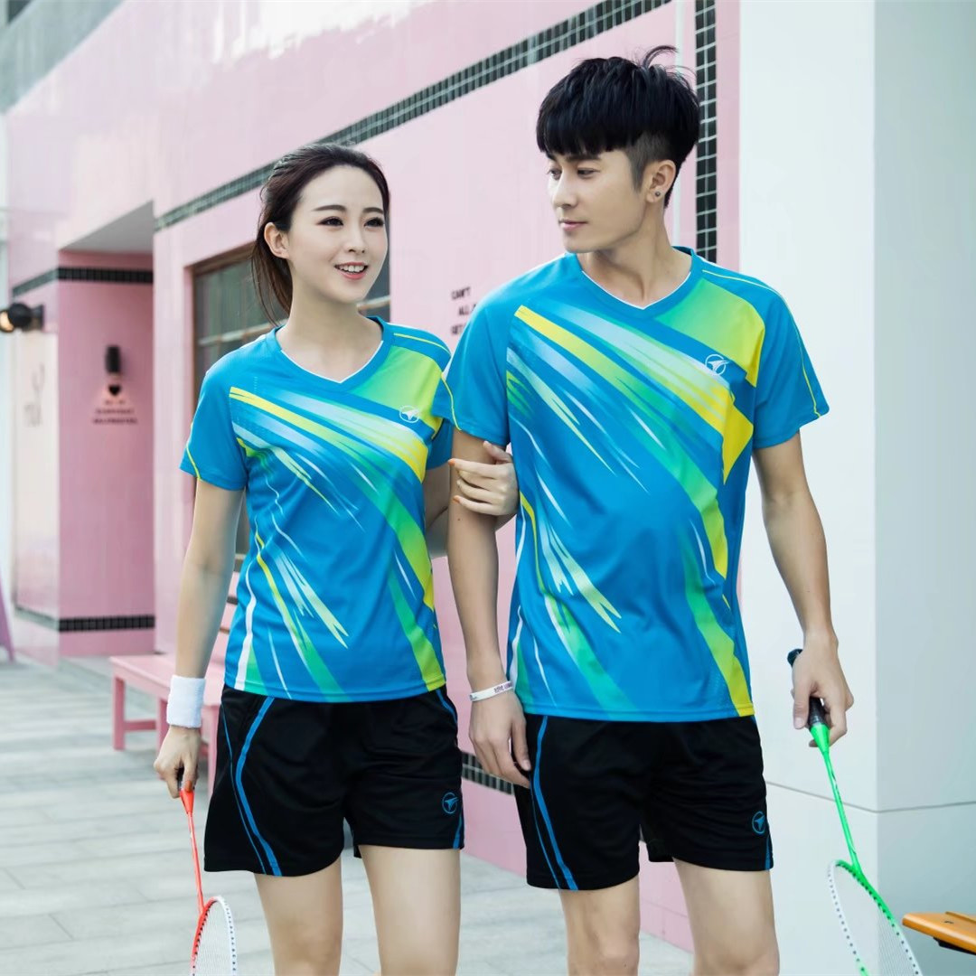 Đàn ông và phụ nữ chất lượng cao với cùng một đoạn bóng chuyền quần áo bóng ném khí bóng chuyền tay áo ngắn cầu lông quần áo in ấn màu đen tùy chỉnh mua quả bóng chuyền	