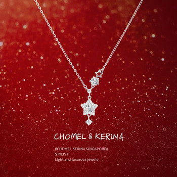 Starlight Romance 999 Sterling Silver Star Necklace for Women, Light Luxury, Niche, High-End, Gift for Best Friend's Birthday