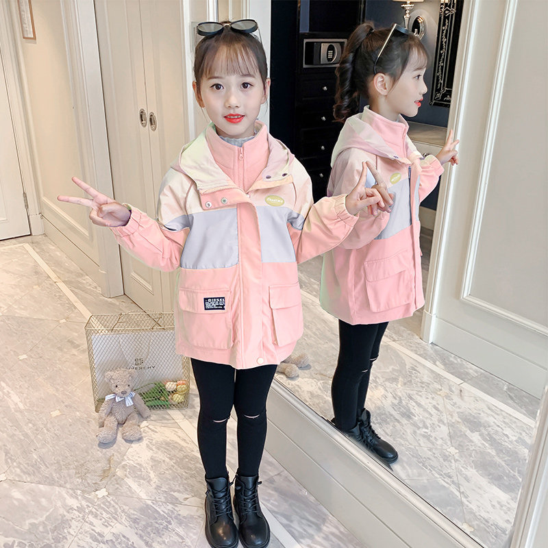Girl's three-in-one submachine clothes detachable 2021 new spring and autumn children jacket thickened little girl autumn clothing blouse